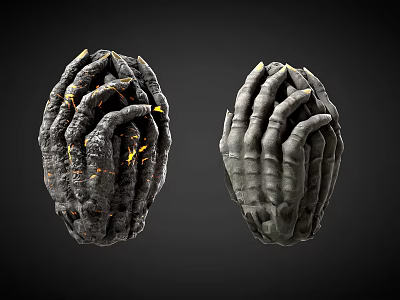 Mythical Monster Claws With Textured Surface Left Glowing Yellow And Right Dark 3d model
