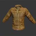 Orange Denim Jacket With Zipper Front And Functional Pockets Design 3d model
