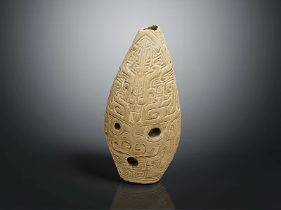 Ancient Decorative Pottery Vessel With Intricate Carved Patterns And Perforated Design 3d model