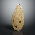Ancient Decorative Pottery Vessel With Intricate Carved Patterns And Perforated Design