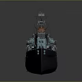 Modern Military Warship As Water Transportation Vehicle With Gray Hull And Turrets