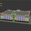 Detailed Architectural Model of White Building With Canadian Flag and Red Windows