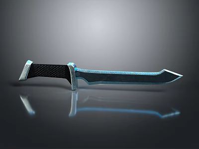 Modern Tactical Knife With Metallic Blade Black Textured Handle And Shiny Reflection 3d model