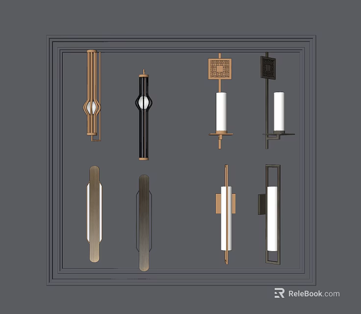 Modern Minimalist Wall Lamps With Sleek Design And Various Geometric Shapes 3d model 