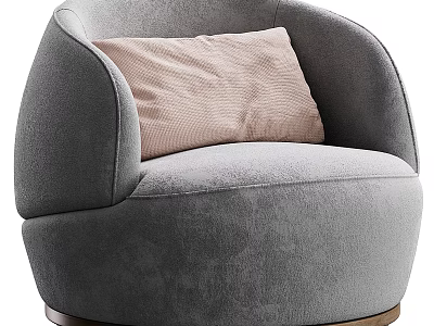 Gray Single Sofa With Light Pink Pillow And Wooden Base Modern Comfortable Design 3d model