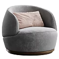 Gray Single Sofa With Light Pink Pillow And Wooden Base Modern Comfortable Design