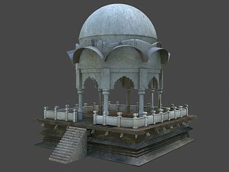 European-style outdoor building pavilion dome 3d model