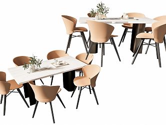 Modern Dining Table and Chair Combination Dining Table and Chair 3d model