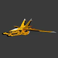 Advanced Fighter Jet Weapon With Yellow Exterior Twin Engines And Aerodynamic Wings
