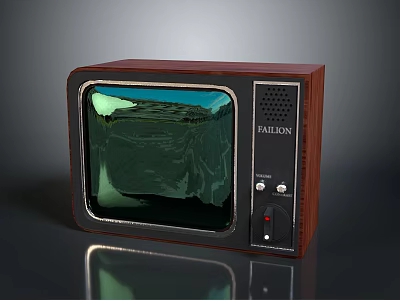 Vintage Falcon Computer With Wooden Case Green Screen And Control Knobs 3d model