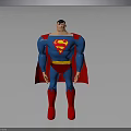 Man Wearing Superhero Costume With Blue Red Suit S Symbol And Red Cape
