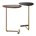 Modern Round Side Table With Wooden Top And Gold Metal Frame Interior Design