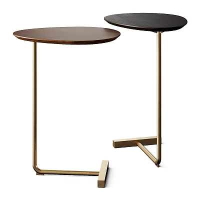 Modern Round Side Table With Wooden Top And Gold Metal Frame Interior Design 3d model
