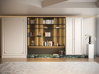 Bookcase French Bookcase European Bookcase American Bookcase Decorative Bookcase Backwall 3d model