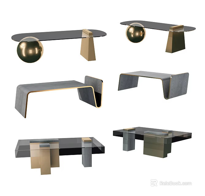 Modern Coffee Table Designs With Unique Geometric Bases And Sleek Surfaces 3d model