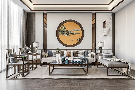 New Chinese Living Room 3d model