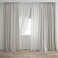 Modern Light Gray Curtains With White Sheer Panels And Floor Length Design