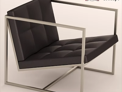 Modern Black Accent Chair With Metal Frame And Padded Geometric Seat Design 3d model