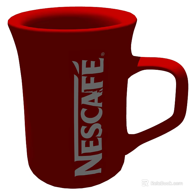 Classic Red Nescafe Coffee Mug With Brand Logo For Daily Coffee Drinks 3d model 