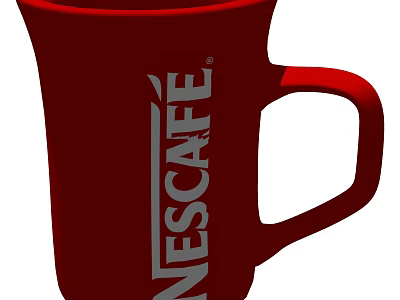 Classic Red Nescafe Coffee Mug With Brand Logo For Daily Coffee Drinks 3d model