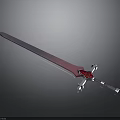 Fantasy Sword With Gradient Blue Pink Blade Red Accent And White Cross Hilt