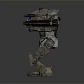Heavy Duty Mechanical Robot Character With Gray Armor And Blue Screen
