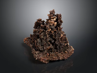 Dark Colored Irregular Shaped Mineral Crystal With Rough Surface And Layered Texture On Dark Background 3d model
