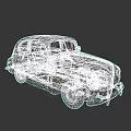 Shiny Blue Vintage Classic Car with Retro Design and Glossy Exterior Finish