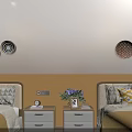 Luxurious Hotel Guest Room With Twin Beds Yellow Bedding And Large Windows