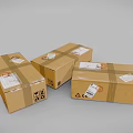 Cardboard Shipping Boxes With Packing Tape And Labels For Transport