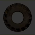 Heavy Duty Black Tire With Deep Tread Blocks On Gray Background