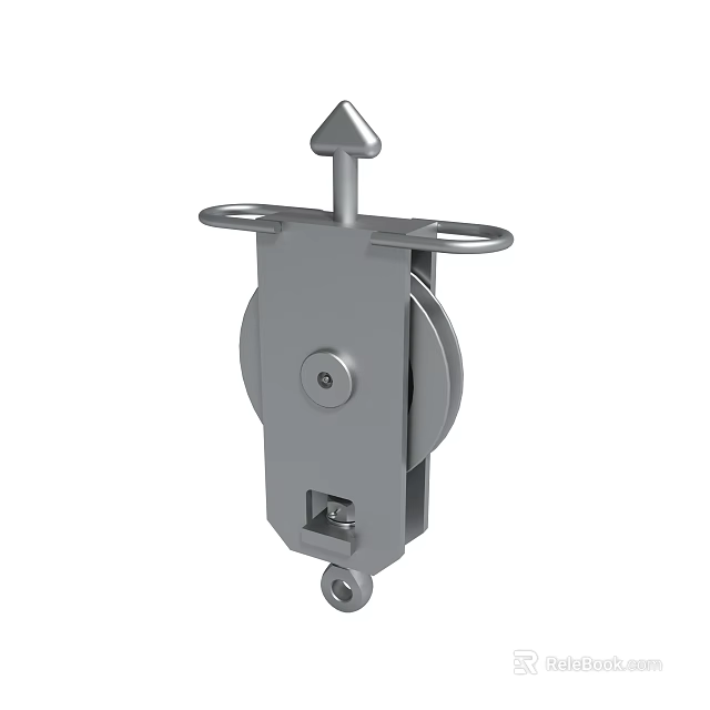 Sturdy Metal Pulley Assembly with Wheel Frame and Mounting Structure 3d model