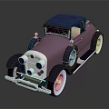 Vintage Purple And Dark Blue Convertible Car With Classic Grille And Round Headlights