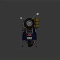 Dark Blue Scooter With Brown Seat Light Colored Bag Black Basket And Tire