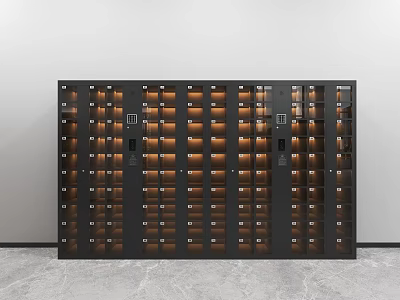 Black Metal Storage Lockers With Multiple Compartments And Numbered Doors 3d model