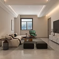Modern Living Room Interior Design With Sofa Coffee Table TV And Wall Panels