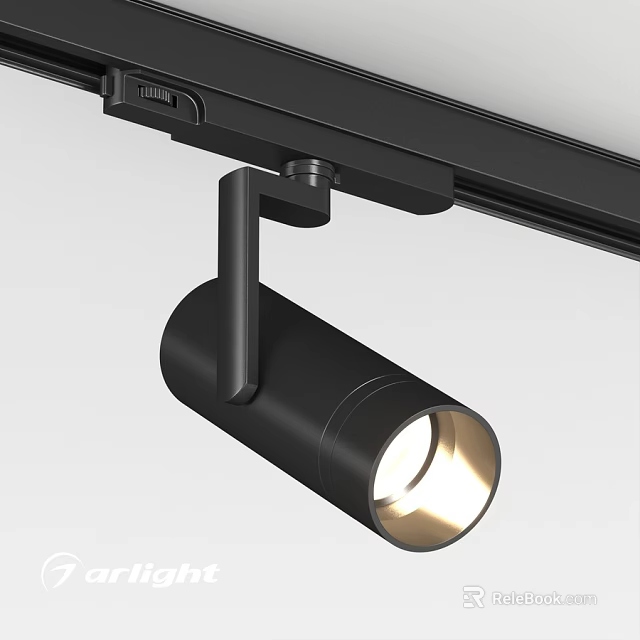 Modern Black Track Mounted Spotlight With Adjustable Focus And Bright Beam 3d model 