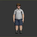Cartoon Man With Brown Hair Wearing Glasses Striped Shirt Blue Shorts And Gray Sneakers