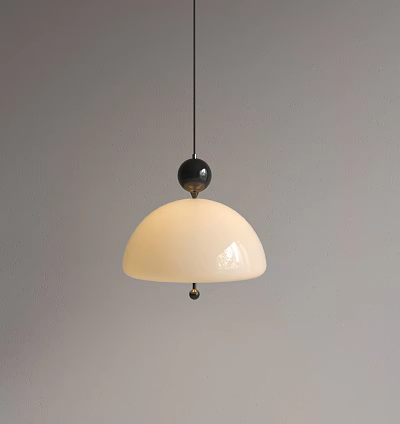 Modern Minimalist Pendant Light With White Shade And Black Top Sphere For Home Interior 3d model