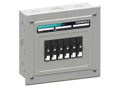 Industrial Siemens Electrical Panel Box With Multiple Circuit Breakers And Enclosure 3d model