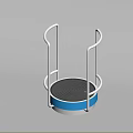 Playground Equipment With White Frame And Blue Circular Trampoline Surface For Kids