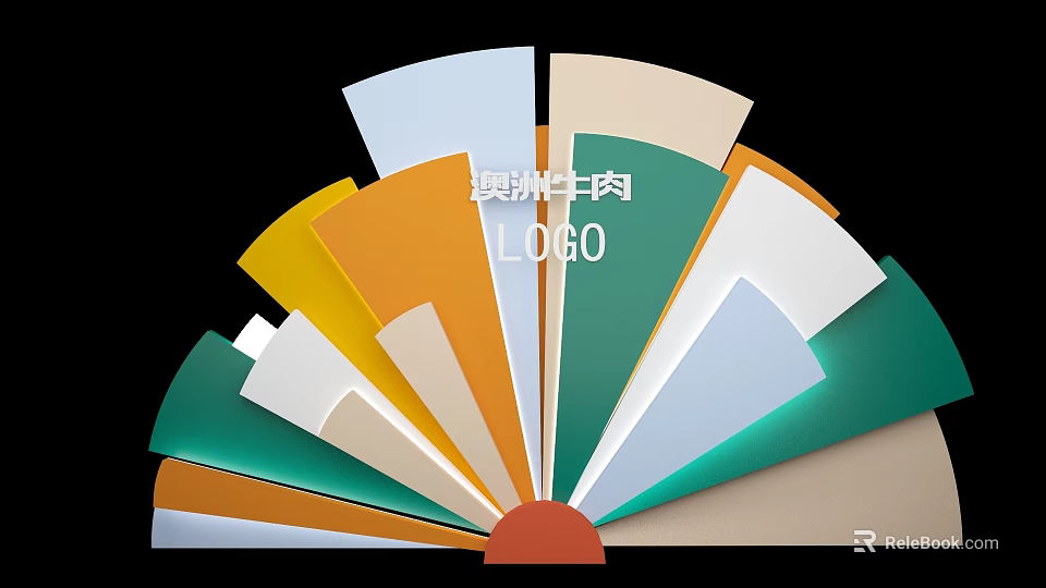 Australian Beef Logo Presentation With Fan Shaped Color Swatches And Design 3d model 