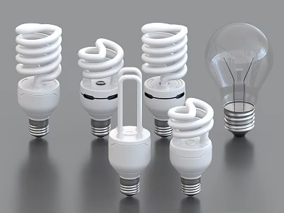 Variety Of Energy Saving And Traditional Light Bulbs 3d model