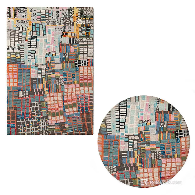 Modern Square Carpet With Colorful Abstract Geometric Patterns And Artistic Design 3d model
