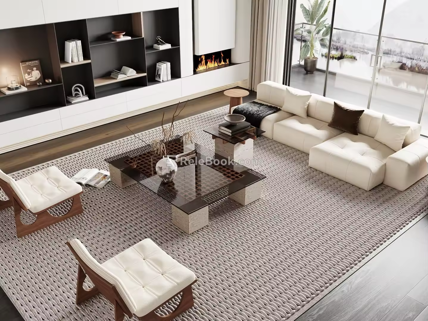 Sofa coffee table combination 3d model