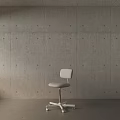 White Kids Chair with Backrest and Wheels in Minimalist Gray Concrete Wall Space