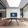 Modern conference room meeting table and chair combination floor-to-ceiling window display office chair 3d model