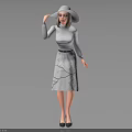Stylish Woman Wearing Gray Hat Long Sleeve Top And Floral Skirt