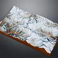 3D Topographic Terrain Model Featuring Snowy Mountains Rivers And Mountain Ranges