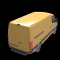 Yellow Commercial Van 3D Model Exterior Design With Black Accents Front View